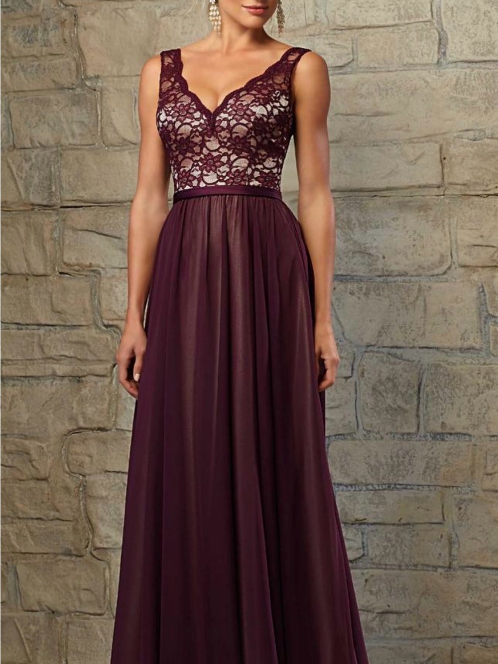 Mori Lee Eggplant Bridesmaids Dress